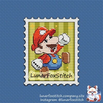 Plumber boy postage stamp cross stitch pattern