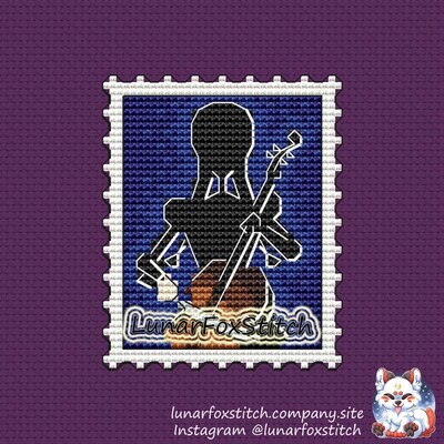 Gothic girl postage stamp cross stitch pattern