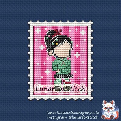 Candy girl postage stamp cross stitch pattern