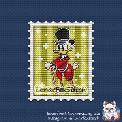 Uncle duck postage stamp cross stitch pattern