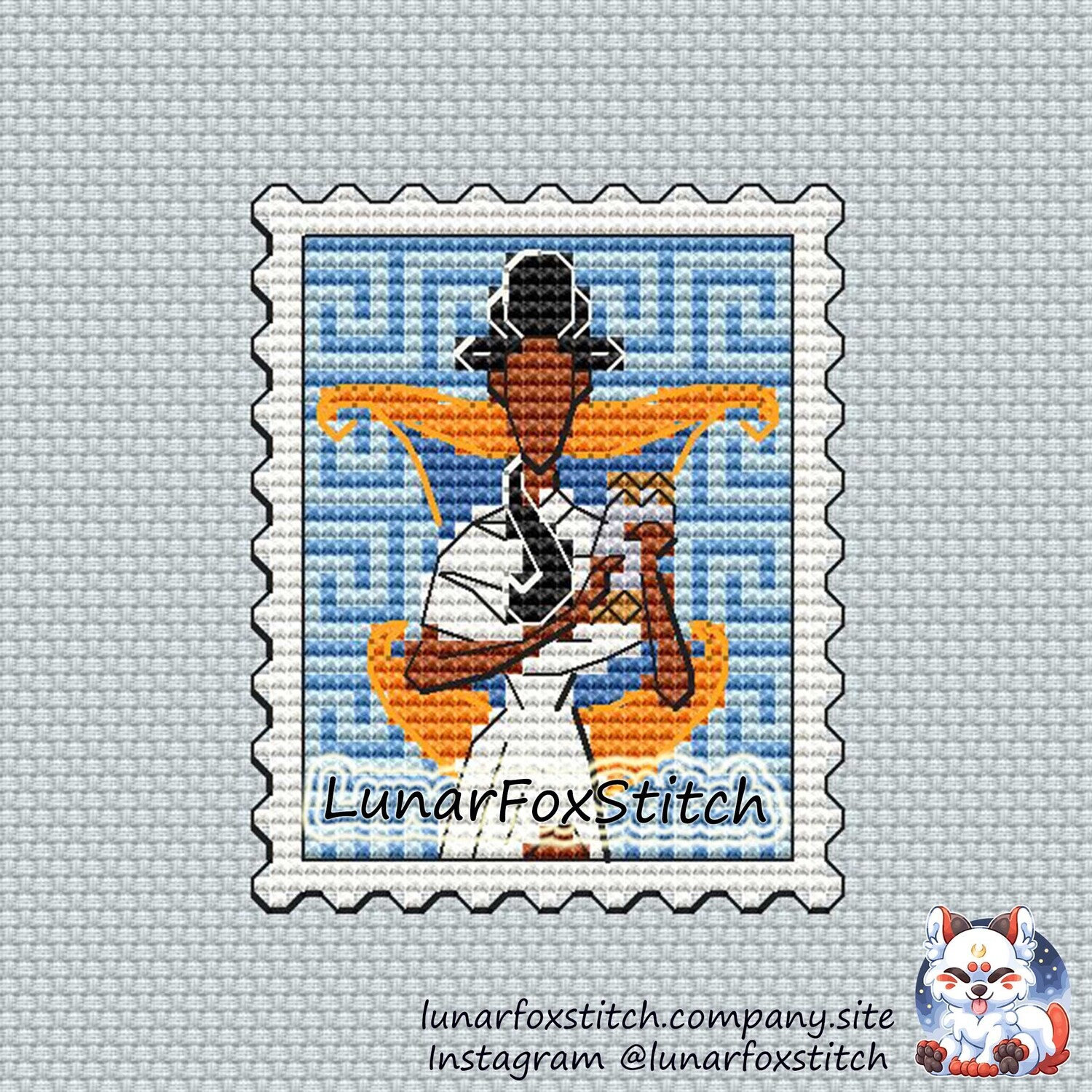 The Muses 5 postage stamp cross stitch pattern