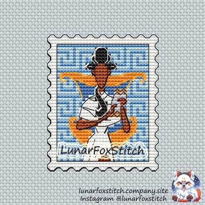 The Muses 5 postage stamp cross stitch pattern