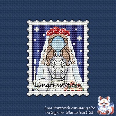 Gothic bride postage stamp cross stitch pattern