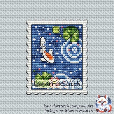 Koi pond postage stamp cross stitch pattern