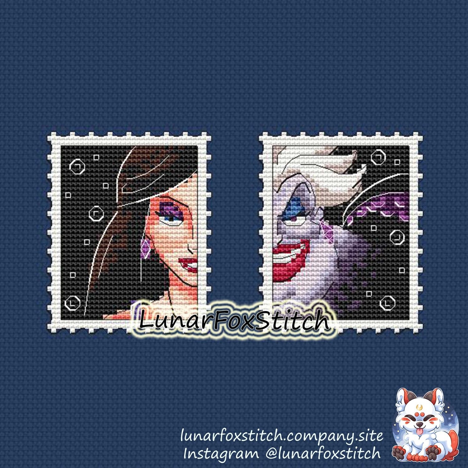 Sea witch postage stamp cross stitch pattern