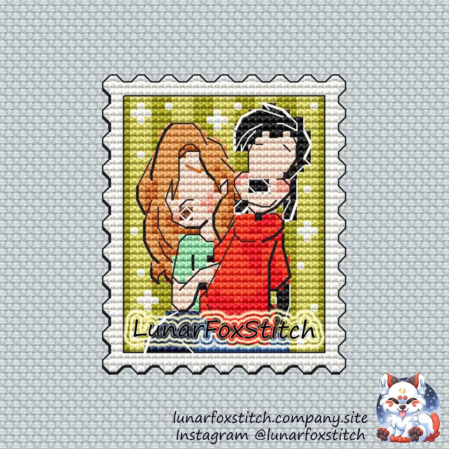 Love dogs postage stamp cross stitch pattern