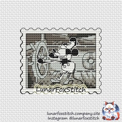 Steamboat mouse postage stamp cross stitch pattern