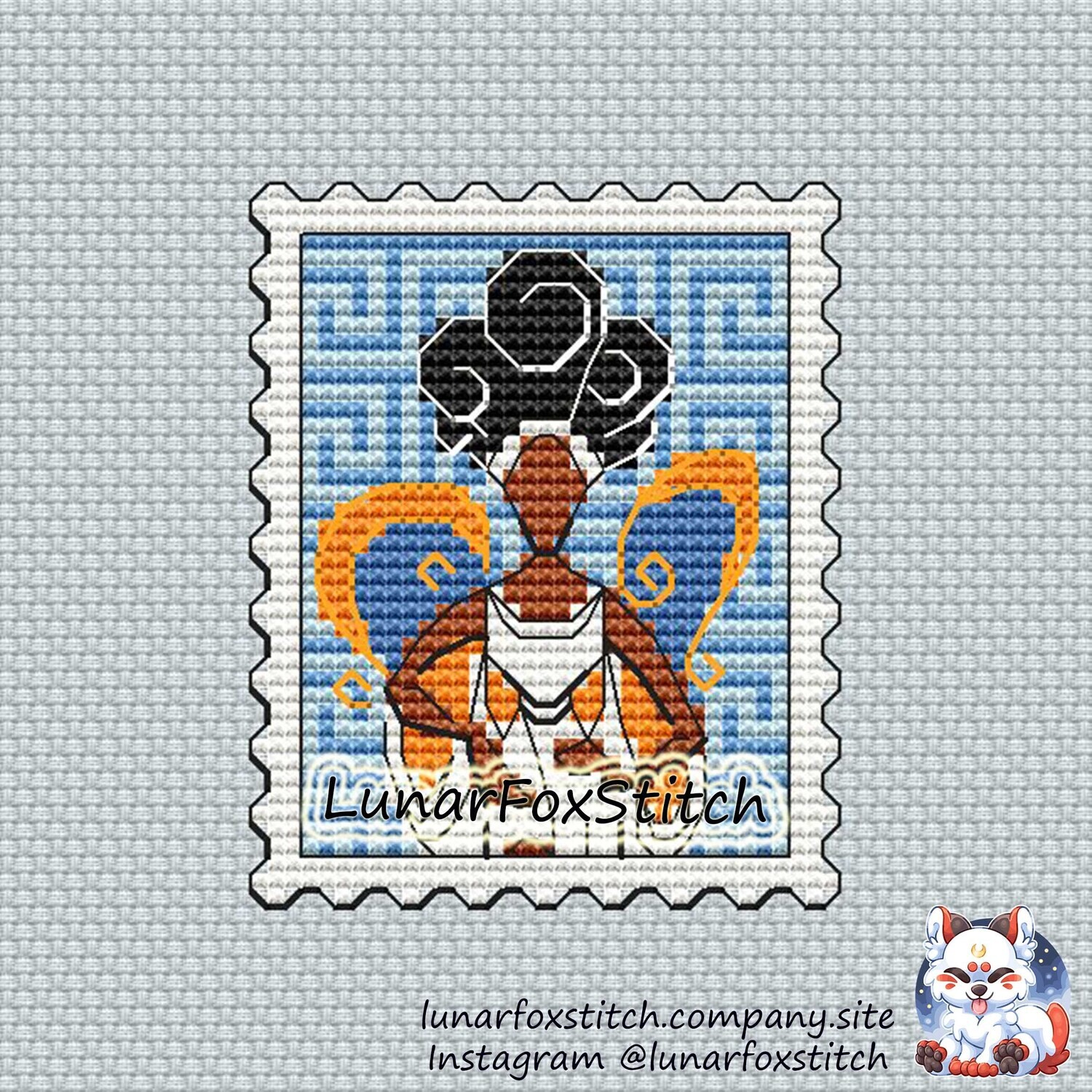 The Muses postage stamp cross stitch pattern