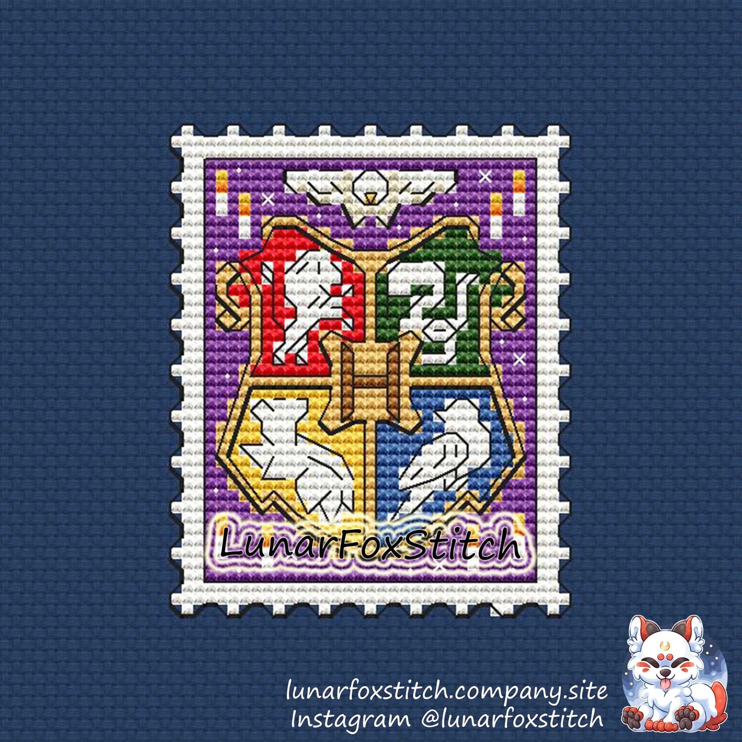 Magic school houses postage stamp cross stitch pattern