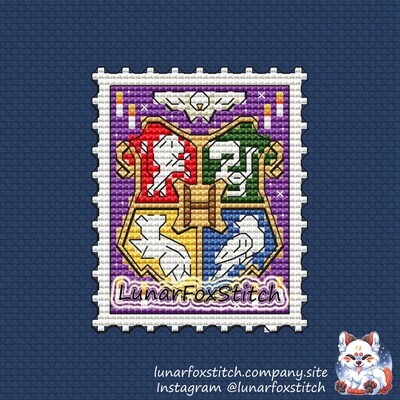 Magic school houses postage stamp cross stitch pattern