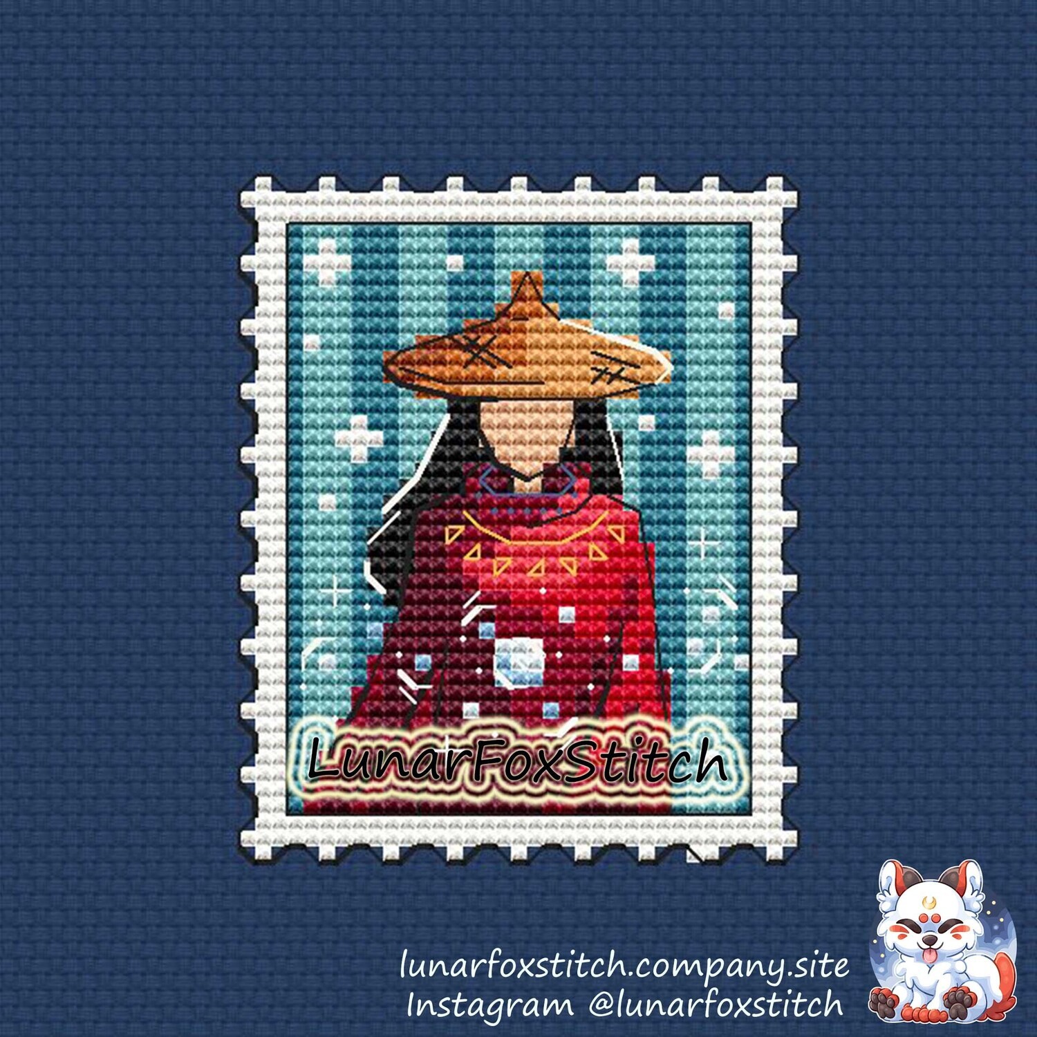 Dragon princess postage stamp cross stitch pattern