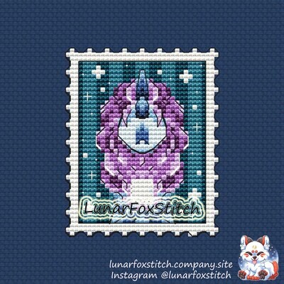 Blue magic dragon postage stamp cross stitch pattern