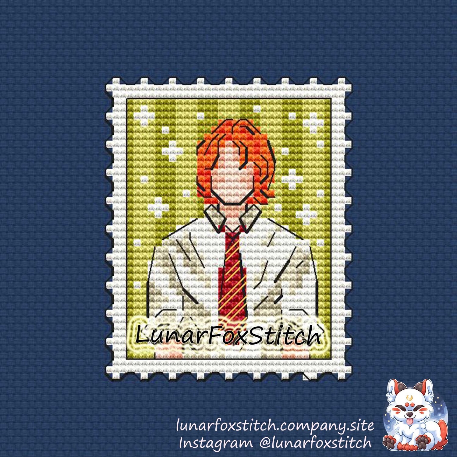 Ginger boy postage stamp cross stitch pattern