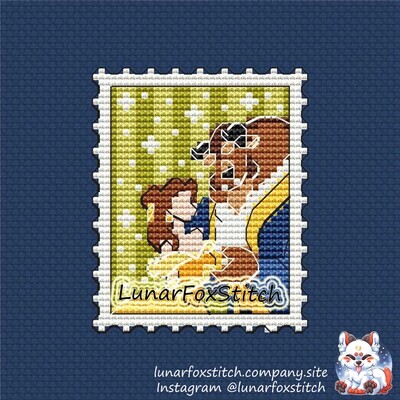Princess and beast dance postage stamp cross stitch pattern