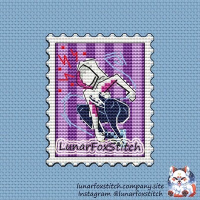 Girl spider postage stamp cross stitch pattern