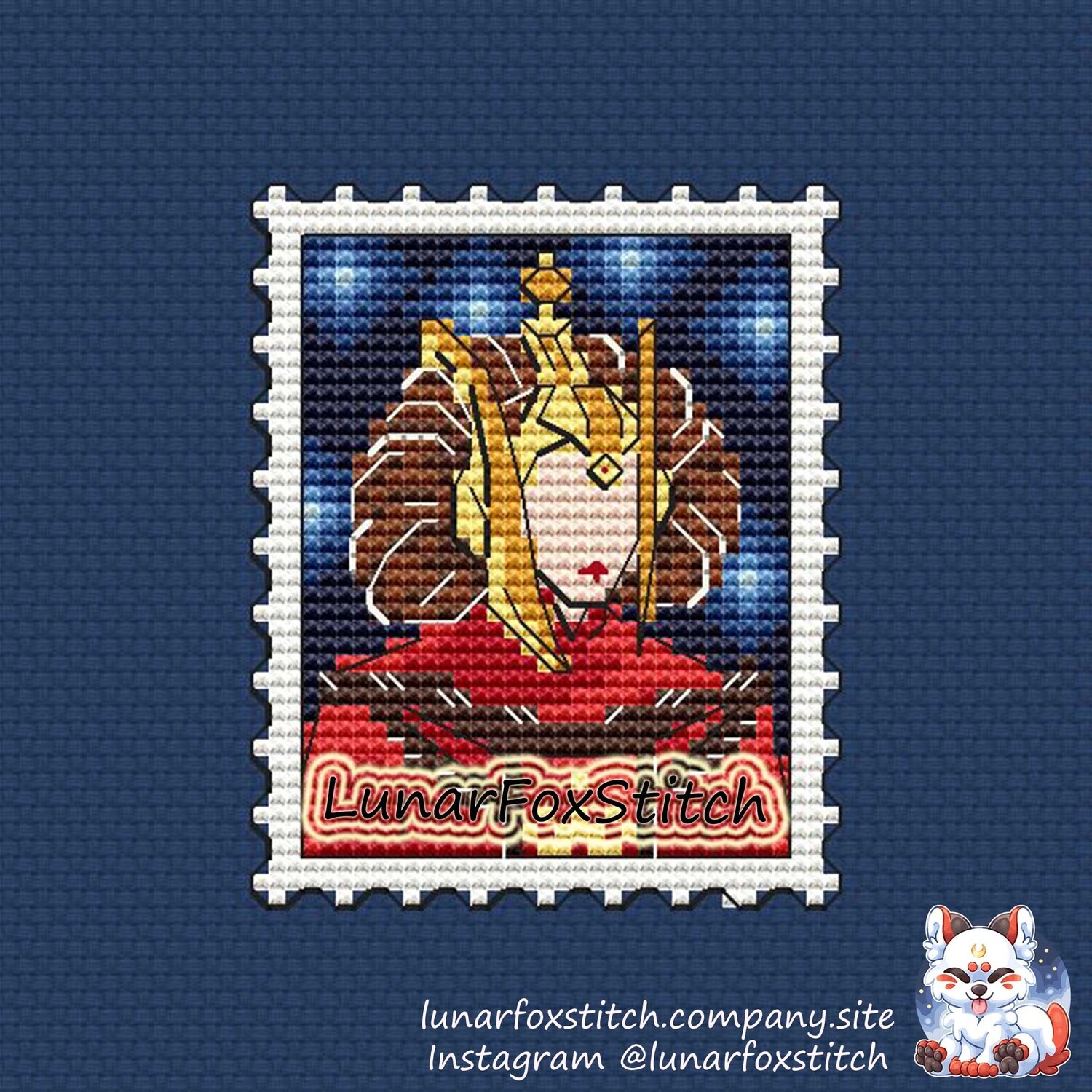Star princess postage stamp cross stitch pattern