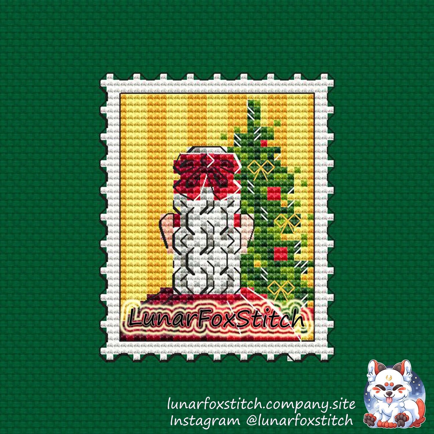 Christmas girl Christmas tree Red dress Stamp cross stitch pattern