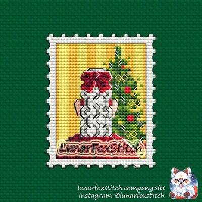 Christmas girl Christmas tree Red dress Stamp cross stitch pattern