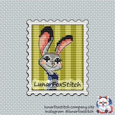 Police rabbit postage stamp cross stitch pattern