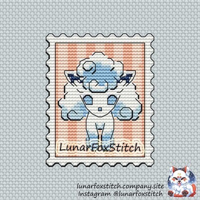White fox postage stamp cross stitch pattern