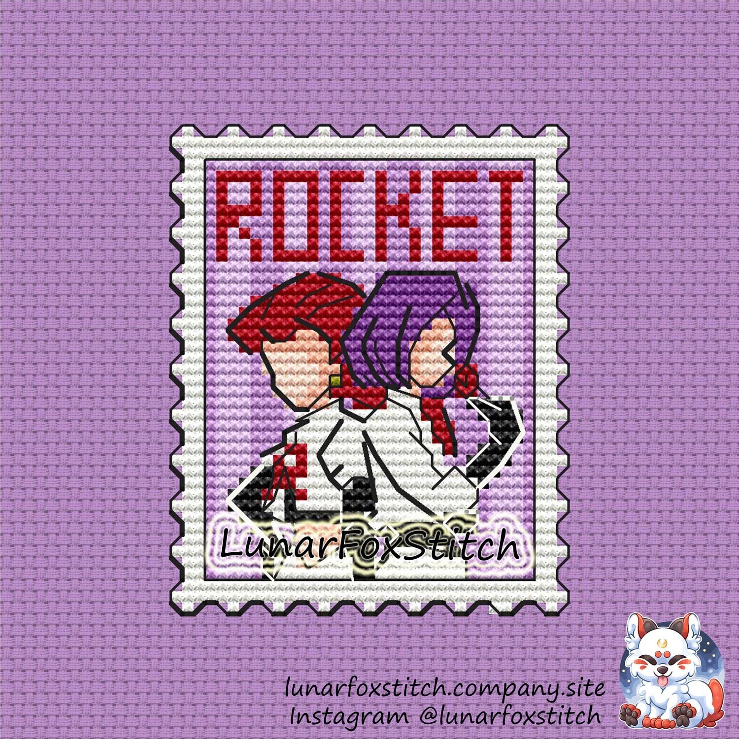 Team anime postage stamp cross stitch pattern
