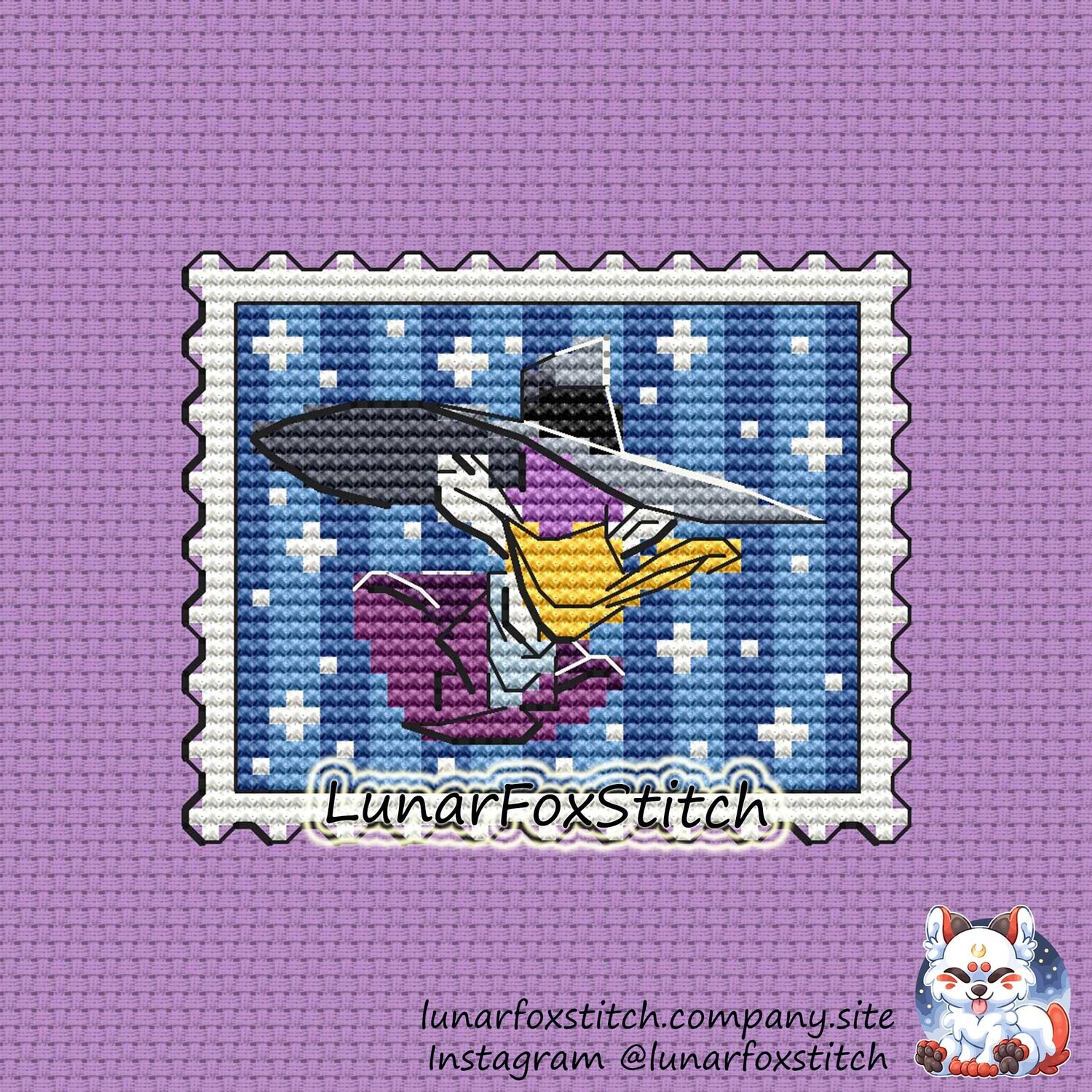 Spy duck postage stamp cross stitch pattern