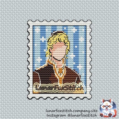 Ice harvester boy postage stamp cross stitch pattern