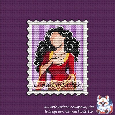 Villain mother postage stamp cross stitch pattern