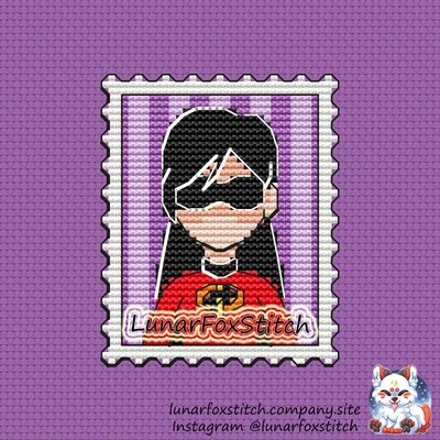 Invisible girl postage stamp cross stitch pattern