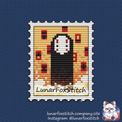 Anime ghost postage stamp cross stitch pattern