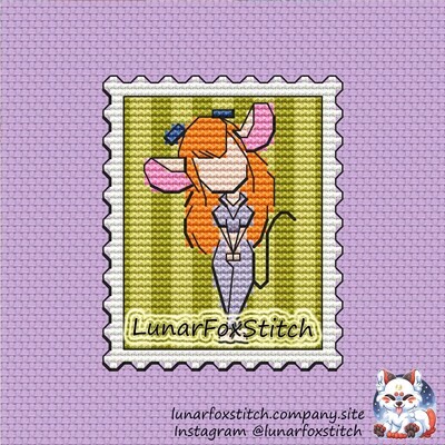 Girl mouse postage stamp cross stitch pattern