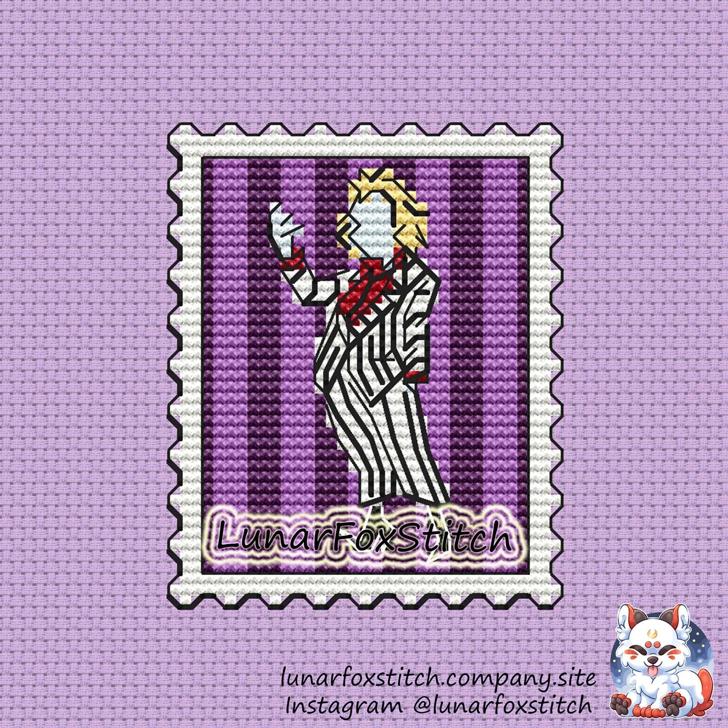 Beetle man postage stamp cross stitch pattern