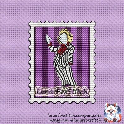 Beetle man postage stamp cross stitch pattern