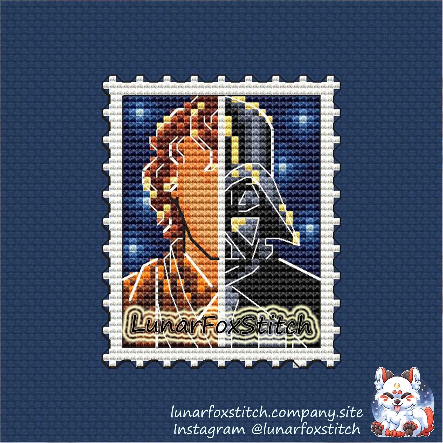 Two sides postage stamp cross stitch pattern