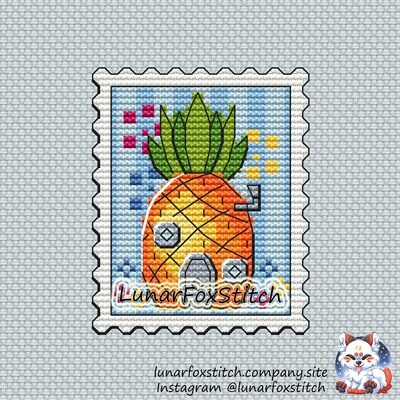 Pineapple house postage stamp cross stitch pattern