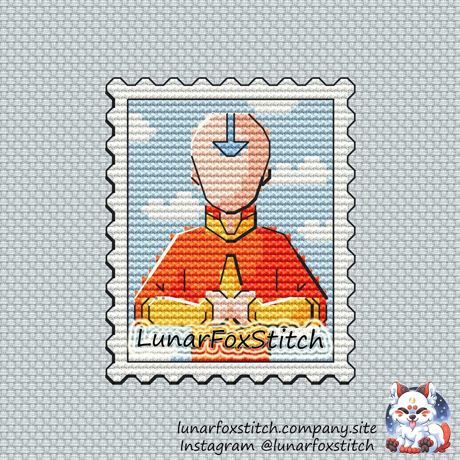 Anime magic boy postage stamp cross stitch pattern