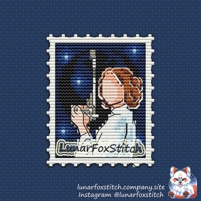 Space princess girl postage stamp cross stitch pattern