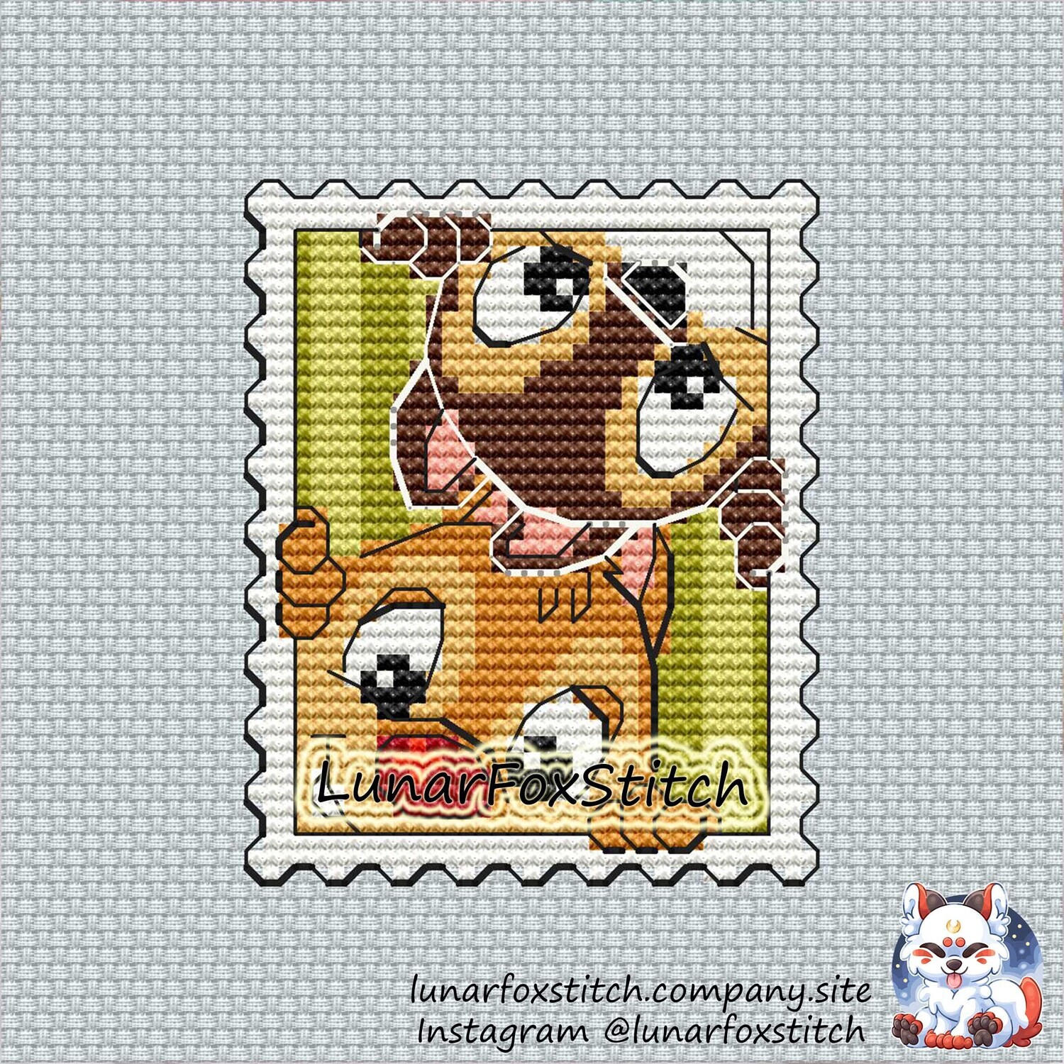 Chipmunk friends postage stamp cross stitch pattern