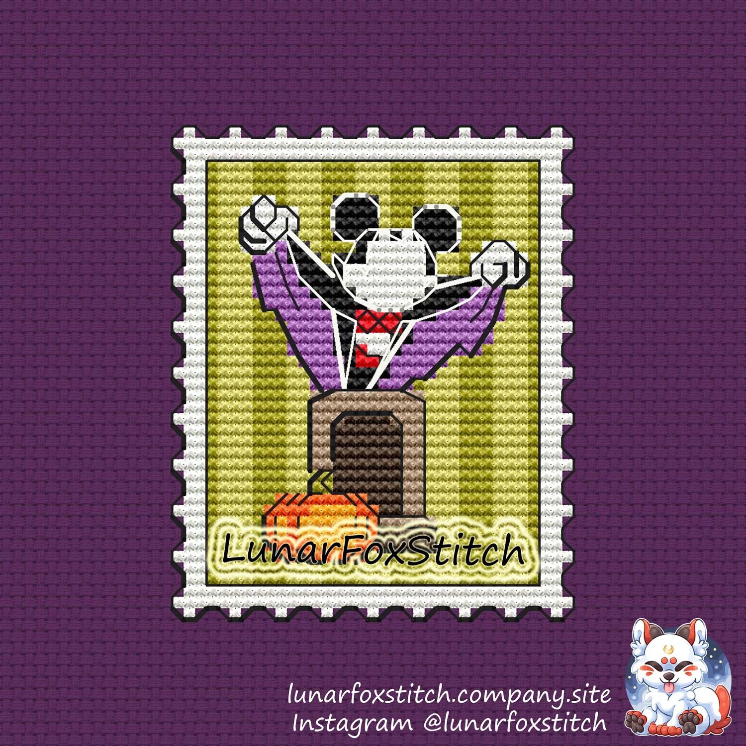 Halloween mouse postage stamp cross stitch pattern