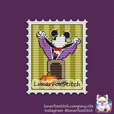 Halloween mouse postage stamp cross stitch pattern