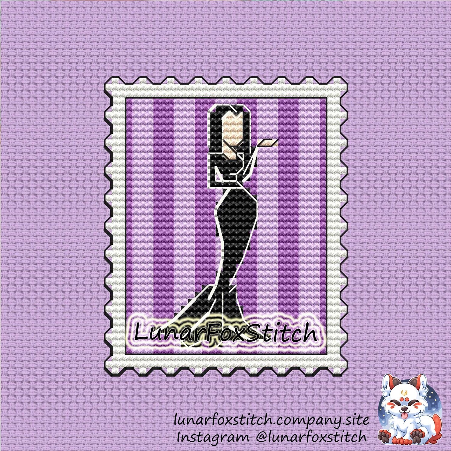 Gothic girl postage stamp cross stitch pattern