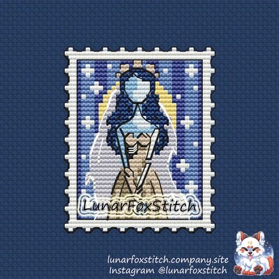 Corpse bride postage stamp cross stitch pattern