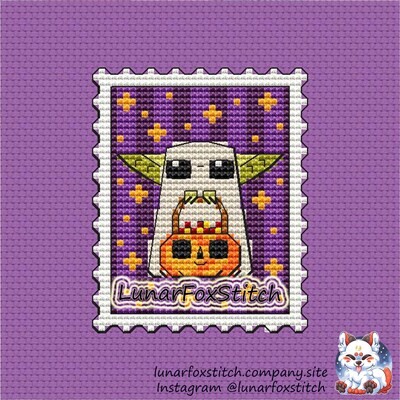 Baby galaxy halloween stamp cross stitch pattern