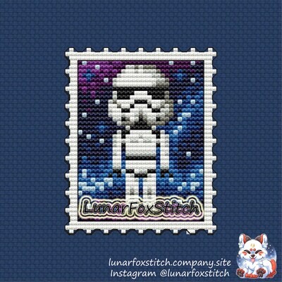 Space boy postage stamp cross stitch pattern