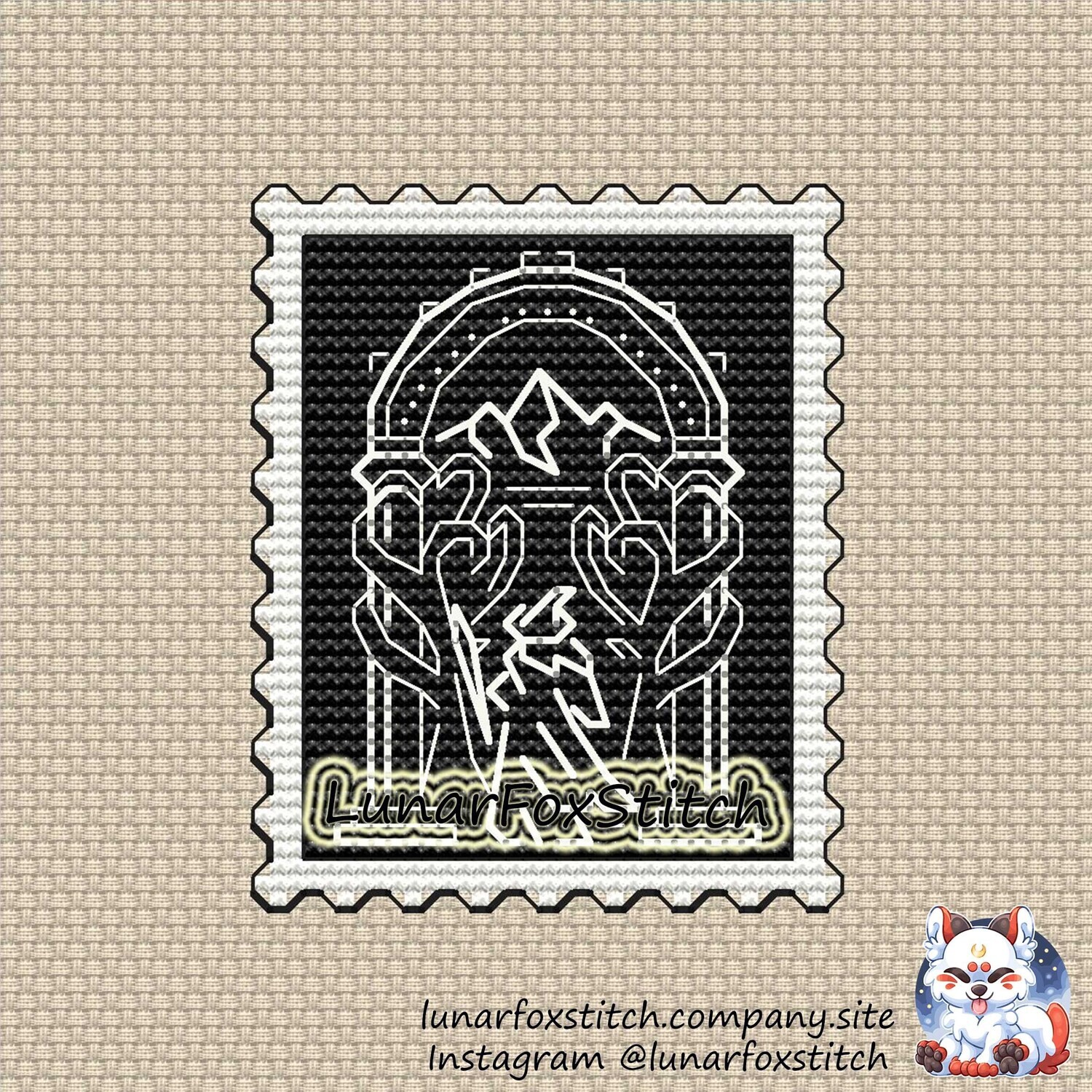 Speak friend postage stamp cross stitch pattern