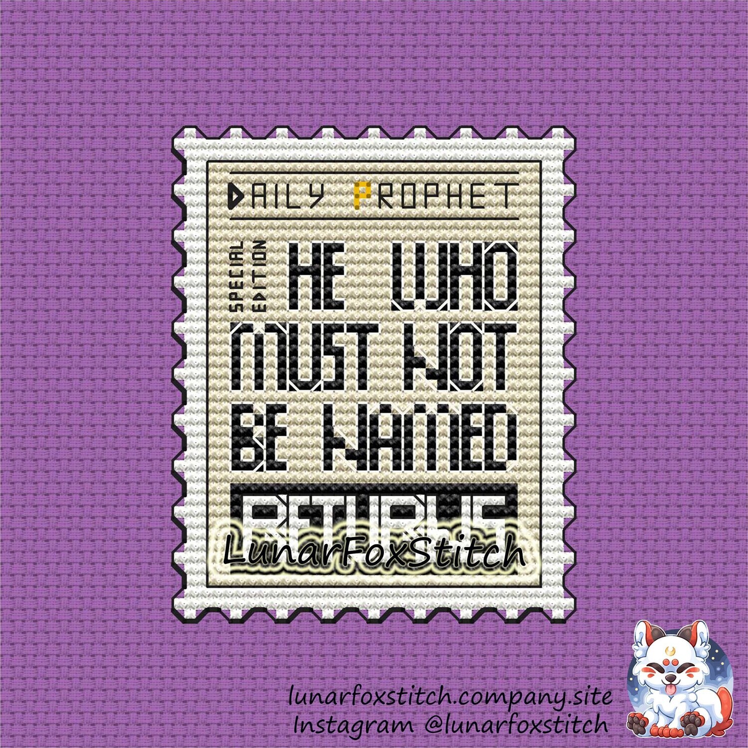 You know who postage stamp cross stitch pattern