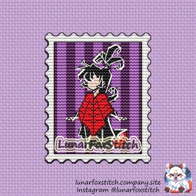 Gothic girl postage stamp cross stitch pattern