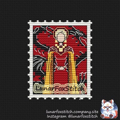 Dragon princess postage stamp cross stitch pattern