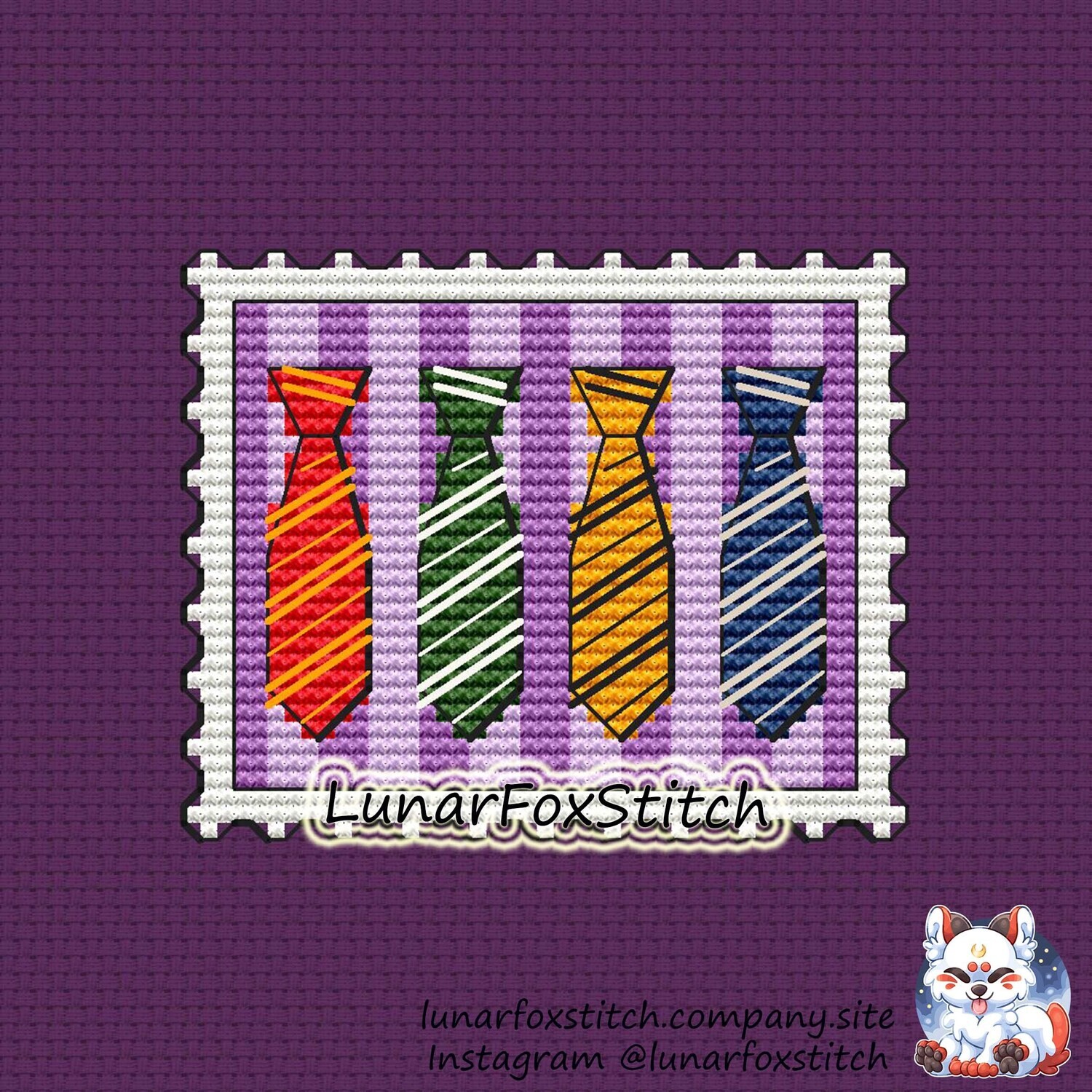 4 houses postage stamp cross stitch pattern