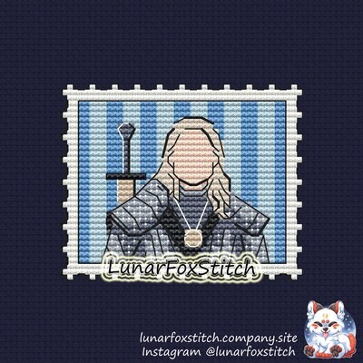 Witch - beast hunter postage stamp cross stitch pattern